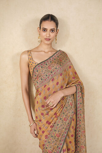 Rue Printed Silk Saree - Yellow, Yellow, image 5